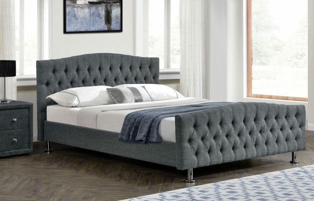 Schlafzimmer Designer Chesterfield Graues Doppelbett Edle Betten