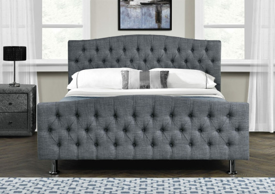 Schlafzimmer Designer Chesterfield Graues Doppelbett Edle Betten