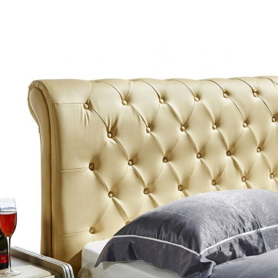 Beige Chesterfield Bett Design Schlafzimmer Englisches Betten Textil Polster