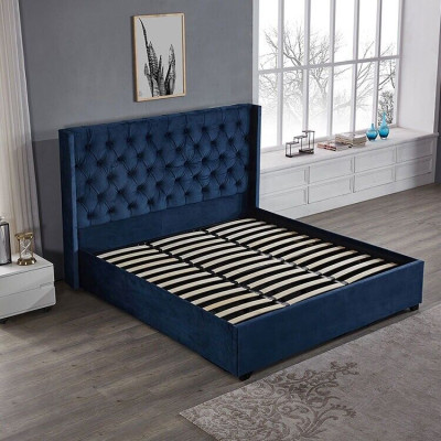 Royales Blaues Schlafzimmer Bett Polster Doppelbetten Chesterfield Design