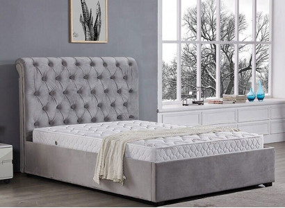 Royales Graues Schlafzimmer Bett Polster Betten Chesterfield Design Textil 