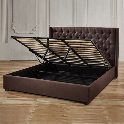 Schlafzimmer Bett 200x200cm Polster Betten Chesterfield Textil Stoff