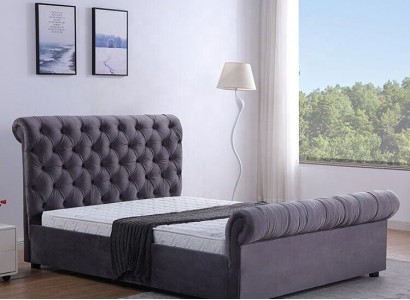Design Chesterfield Bett Textil Leder Hotel Betten Schlafzimmer Neu Samt Polster