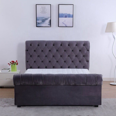 Design Chesterfield Bett Textil Leder Hotel Betten Schlafzimmer Neu Samt Polster