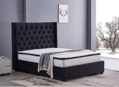 Modernes schwarzes Chesterfield Luxus Bett Textil Doppelbetten