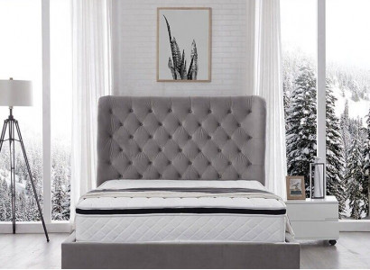 Luxuriöses Graues Designer Doppelbett Polstermöbel Betten