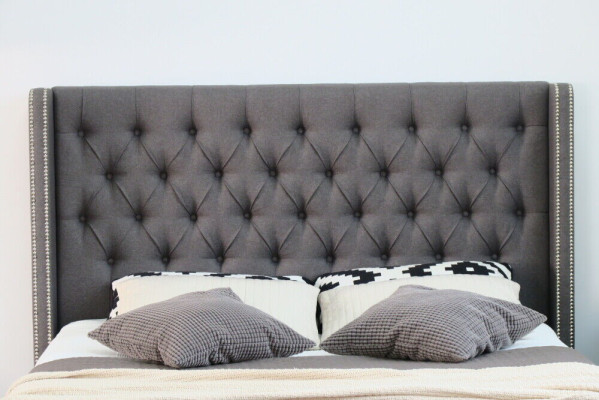 Großes Graues Chesterfield Doppelbett Royale Luxus Betten