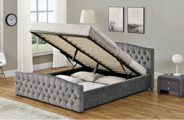 Chesterfield Bett Design Schlafzimmer Englisches Betten 180x200 Textil Polster