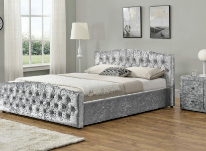 Modernes Graues Chesterfield Luxus Doppelbett Designer Schlafzimmer Betten