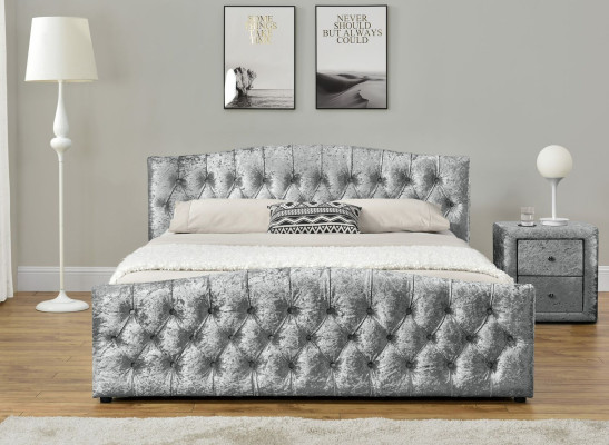 Modernes Graues Chesterfield Luxus Doppelbett Designer Schlafzimmer Betten