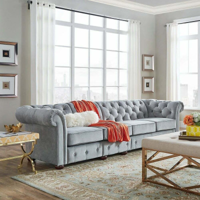 Chesterfield Wohnzimmer Polster Möbel Sofa Couch Fünfsitzer Textil