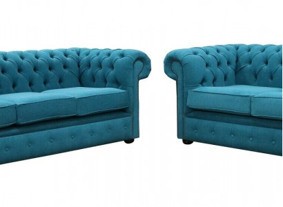 Sofagarnitur 3+2 Sitzers Klassische Luxus Sofa Couch Chesterfield Textil Leder