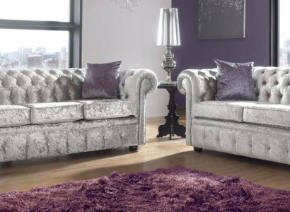 Sofagarnitur Chesterfield 3+2 Sitzers Klassische Barock Rokoko Sofa Textil Leder