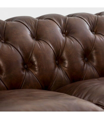 Englische Chesterfield Couch Leder Sofa Couchen Sofas Dreisitzer Braun Rollen
