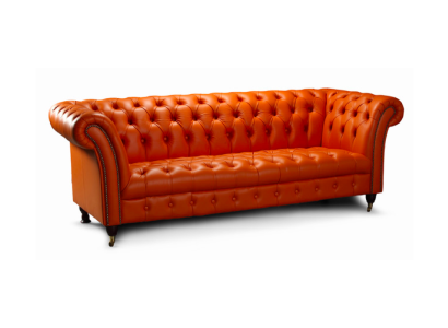 Designer Sofa 3 Sitzer Chesterfield Couch Polster Sofas Design Orange Sofort