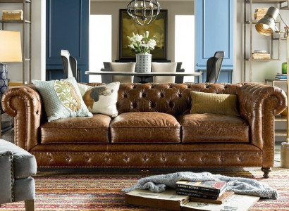 Designer Chesterfield brauner Dreisitzer Luxus 3-Sitzer Couch