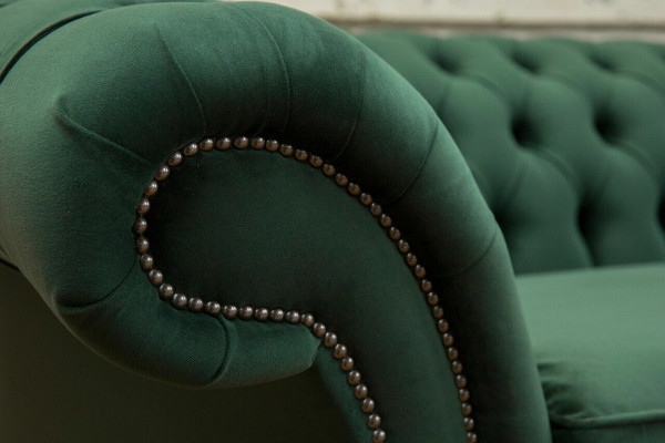 Grüne Chesterfield Textil Leder Sofa Couch Polster Big Sitzpolster xxl 265cm neu