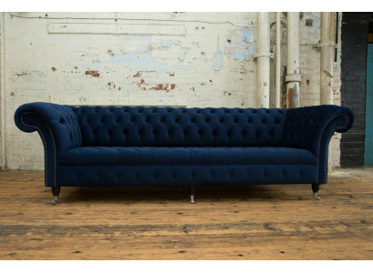 Chesterfield Sofa Samt Viersitzer Design Sofas Polster Couchen Couch Samt 265cm