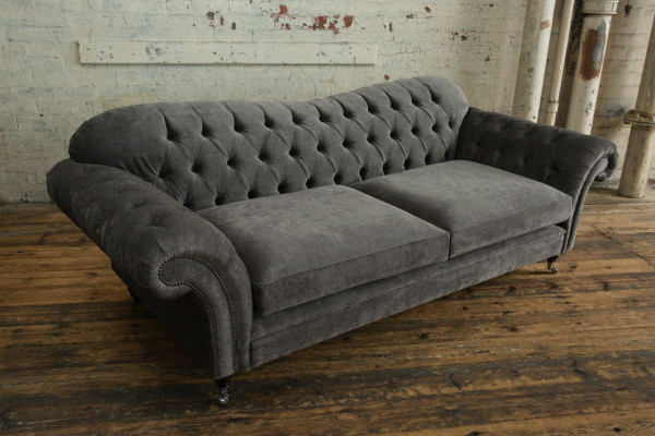 Chesterfield Stoffsofa Couch Sofagarnitur 4 Sitzer Garnitur Design Modernes Sofa