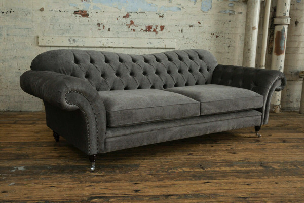 Chesterfield Stoffsofa Couch Sofagarnitur 4 Sitzer Garnitur Design Modernes Sofa