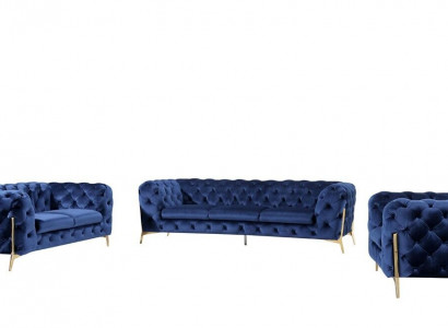 Luxus Textil Stoff Sofa Couch Polster Sitz 3+1 Garnitur Chesterfield Garnituren