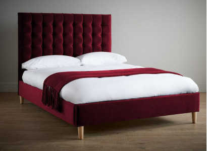 Rotes Luxus Samt Textil Bett Doppel Design Chesterfield Klassische Betten Neu