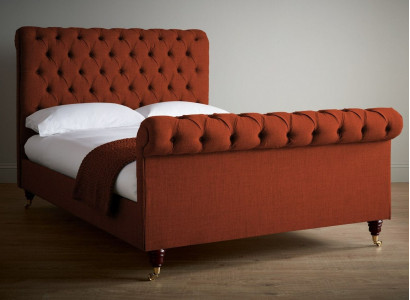 Chesterfield rotes Bett schickes Chesterfield Doppelbett Designer Möbel