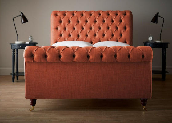 Chesterfield rotes Bett schickes Chesterfield Doppelbett Designer Möbel