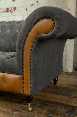 Grau-braune Chesterfield Couch Designer 4-Sitzer Luxus Couchen