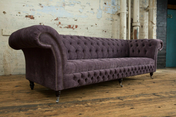 Klassische Chesterfield Sofa 4 Sitzer Sofas Polster Couchen Leder Braun Design