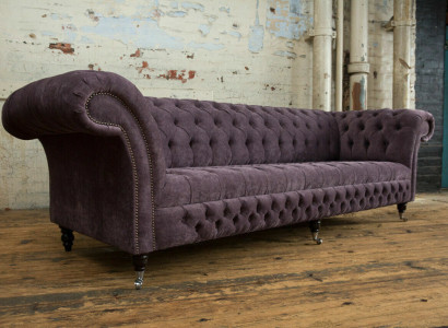 Klassische Chesterfield Sofa 4 Sitzer Sofas Polster Couchen Leder Braun Design