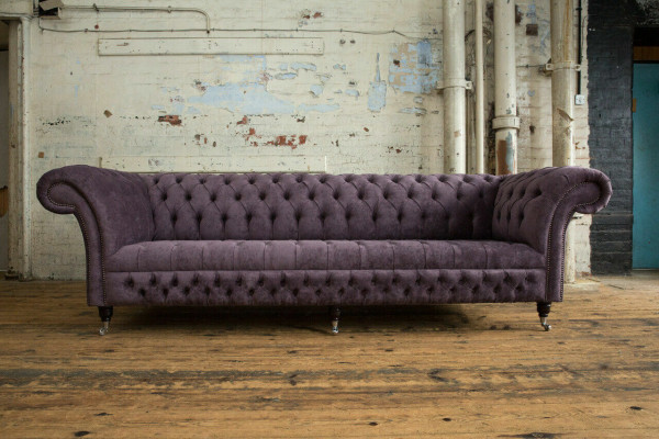 Klassische Chesterfield Sofa 4 Sitzer Sofas Polster Couchen Leder Braun Design