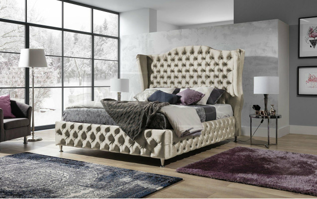 Schwarzes Bett Chesterfield Polster Doppelbett Luxus Schlafzimmer Design Betten