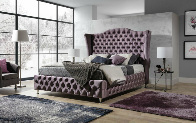 Schwarzes Bett Chesterfield Polster Doppelbett Luxus Schlafzimmer Design Betten