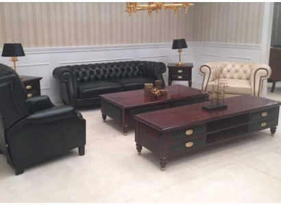 Chesterfield 3+2+1 Sitzer Sofagarnitur Sofa Couch Polster Garnitur Ledersofa Neu