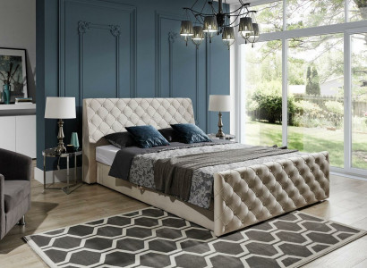 Chesterfield Bett Betten Leder 180x200cm Polster Ehe Design Leder Hotel Möbel