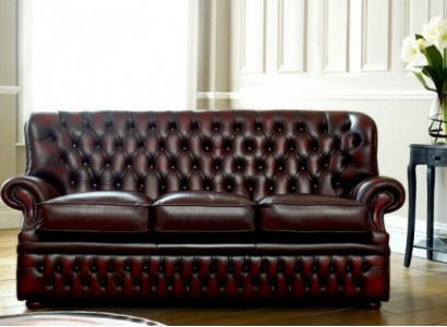 Brauner Chesterfield 3-Sitzer im Antik Stil Designer Wohnzimmer Couch