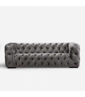 Grauer Chesterfield Dreisitzer Couch Gepolsterter Stil Möbel