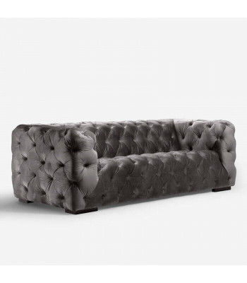 Grauer Chesterfield Dreisitzer Couch Gepolsterter Stil Möbel