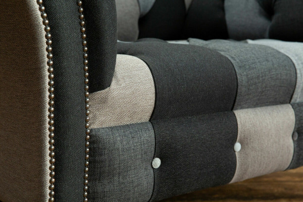 Grau-Blaue Chesterfield Sessel Luxus Einsitzer Designer Möbel