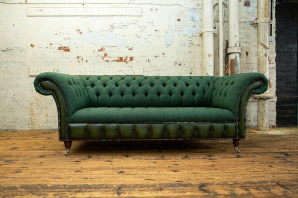 Designer Grünes Chesterfield Sofa Luxus 3-Sitzer Wohnzimmer Couch