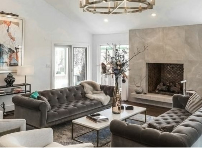 Graue Chesterfield Luxus Designer Couch Moderner 3-er Sofa