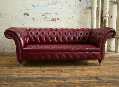 Roter Chesterfield Dreisitzer Designer 3-er Sofa Luxus Couch