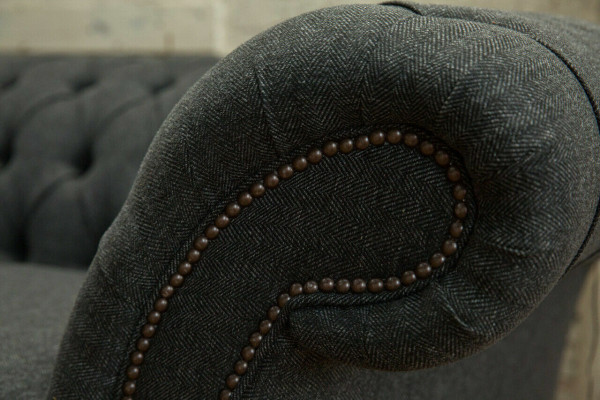 Schwarzes Chesterfield Polster Sofa Designer 3-Sitzer Wohnzimmer Couch