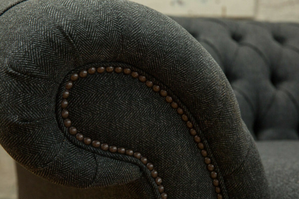 Schwarzes Chesterfield Polster Sofa Designer 3-Sitzer Wohnzimmer Couch