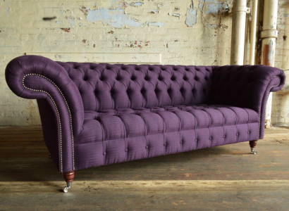 Moderner Lila Chesterfield Dreisitzer Wohnzimmer 3-er Sofa