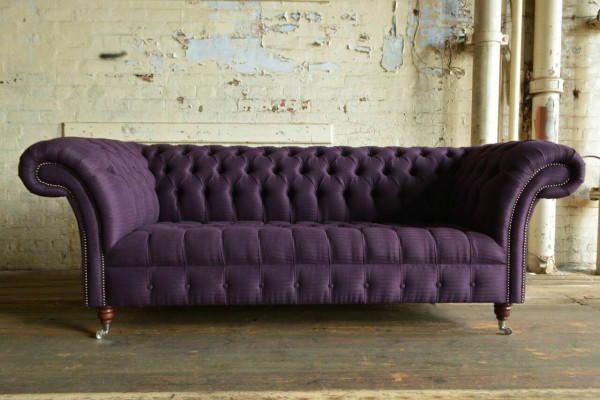 Moderner Lila Chesterfield Dreisitzer Wohnzimmer 3-er Sofa