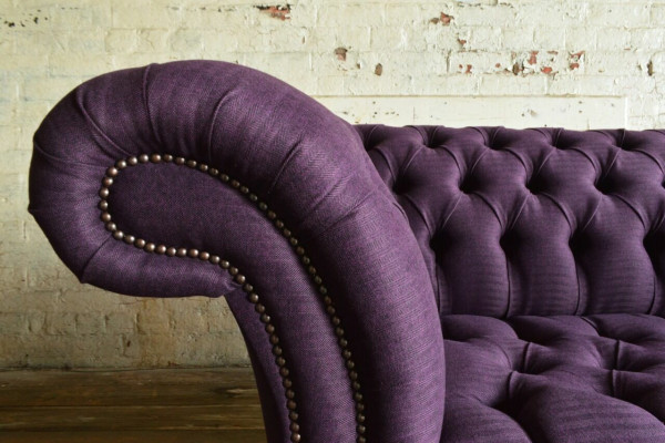 Moderner Lila Chesterfield Dreisitzer Wohnzimmer 3-er Sofa