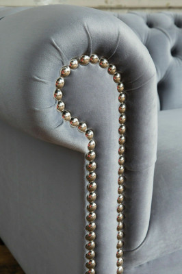 Grauer Polster Chesterfield 3-er Modernes Wohnzimmer Sofa