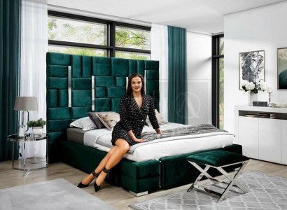 Polsterbett Doppelbett Designer Bett Ehebett Schlafzimmer Samtbett Stoff Betten